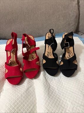 American rag Red and Black Strappy Platform Sandals